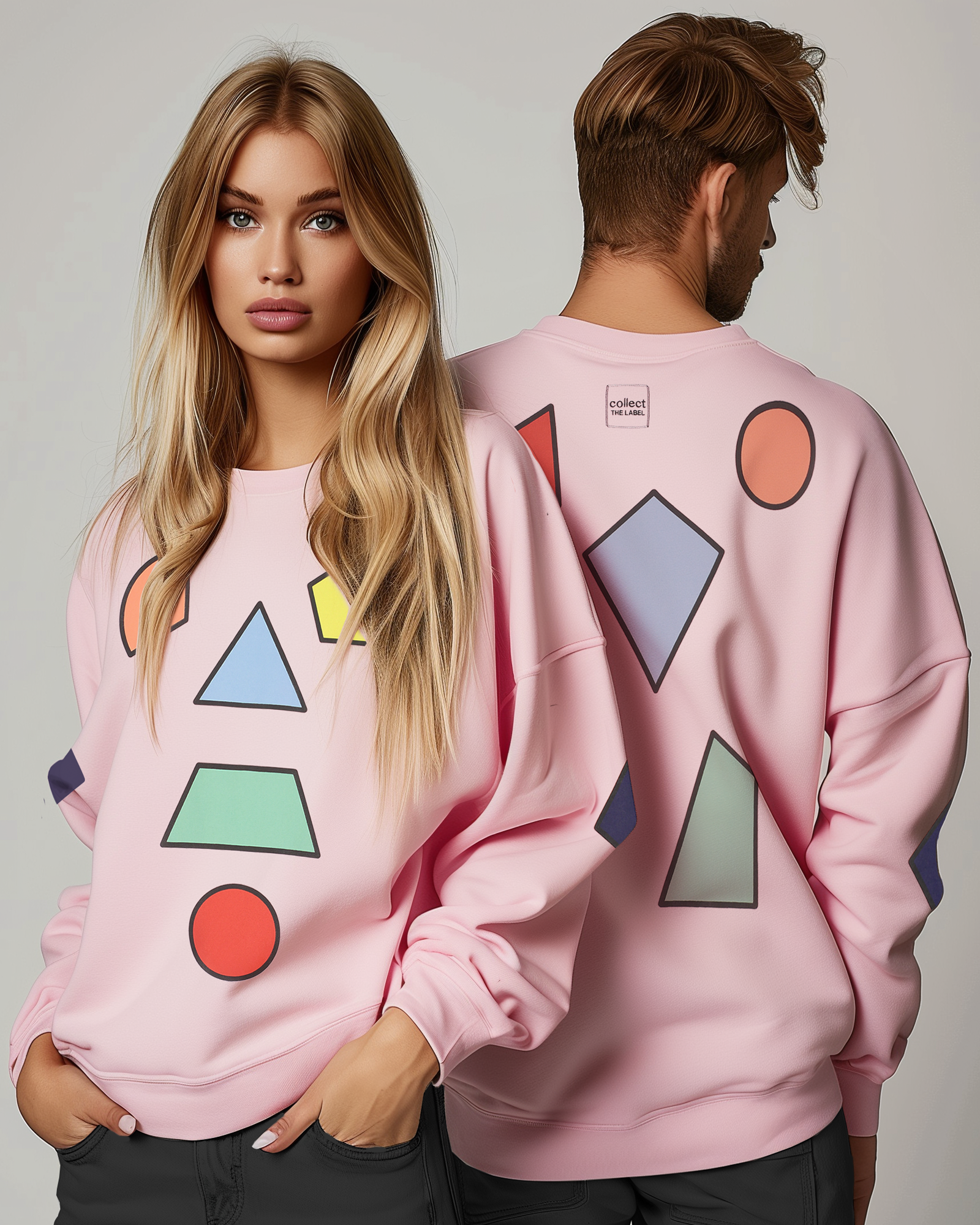 Rosy Geometric Delight Sweater