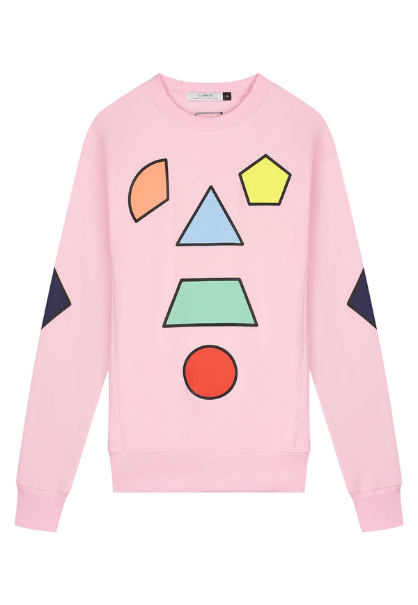 Rosy Geometric Delight Sweater