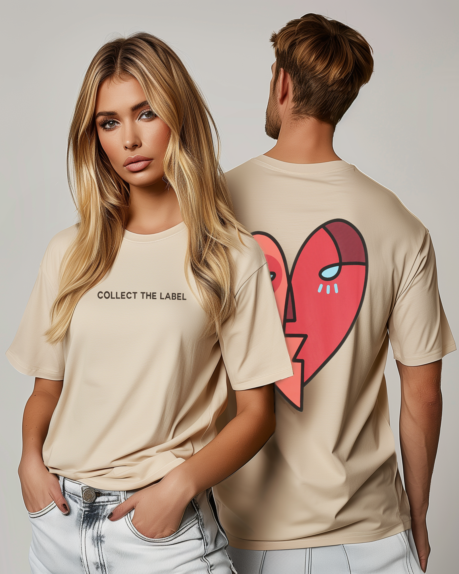 Heart Oversized Tee  Chamois